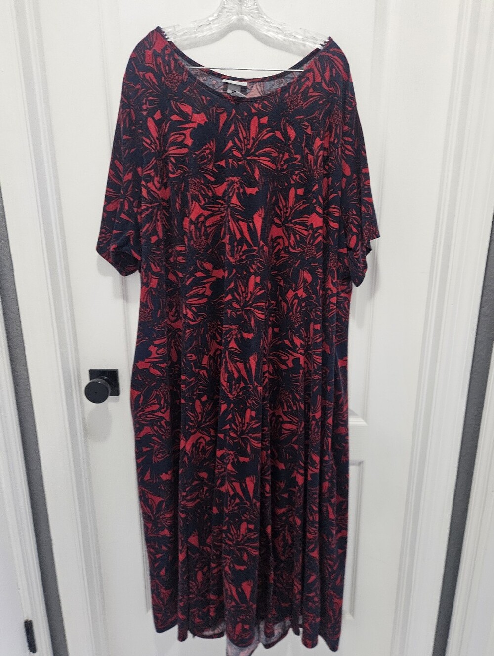 Catherine's Scoop Neck Maxi Dress Red And Blue 4xl Size 30 32 EUC